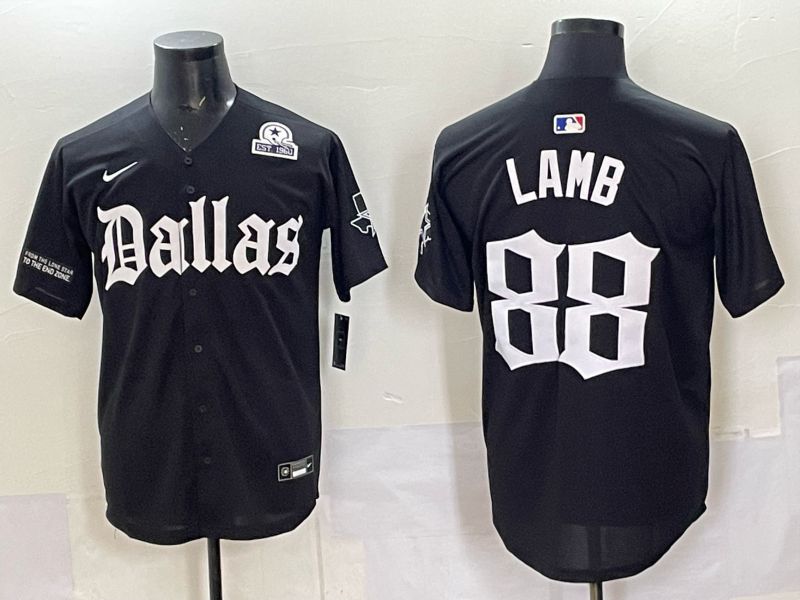 Men 2025 Nike Dallas Cowboys #88 Lamb Black 5th generation Joint Name Limited NFL Jersey 013